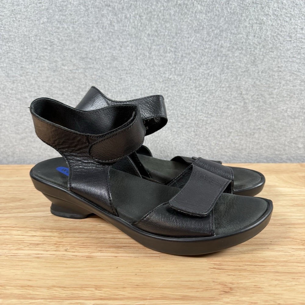 Wolky Anantara Open Toe Ankle Walking Sandal Womens 39 US 8 Black Hook & Loop